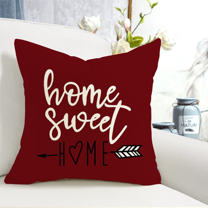 YCOLL Christmas Pillow Covers 18x18 Set of 4, Modern Sofa Throw Pillow Cover for Christmas Decor, Decorative Outdoor Linen Fabric Pillow Case for Couch Bed Car, Wine Red - Image 5